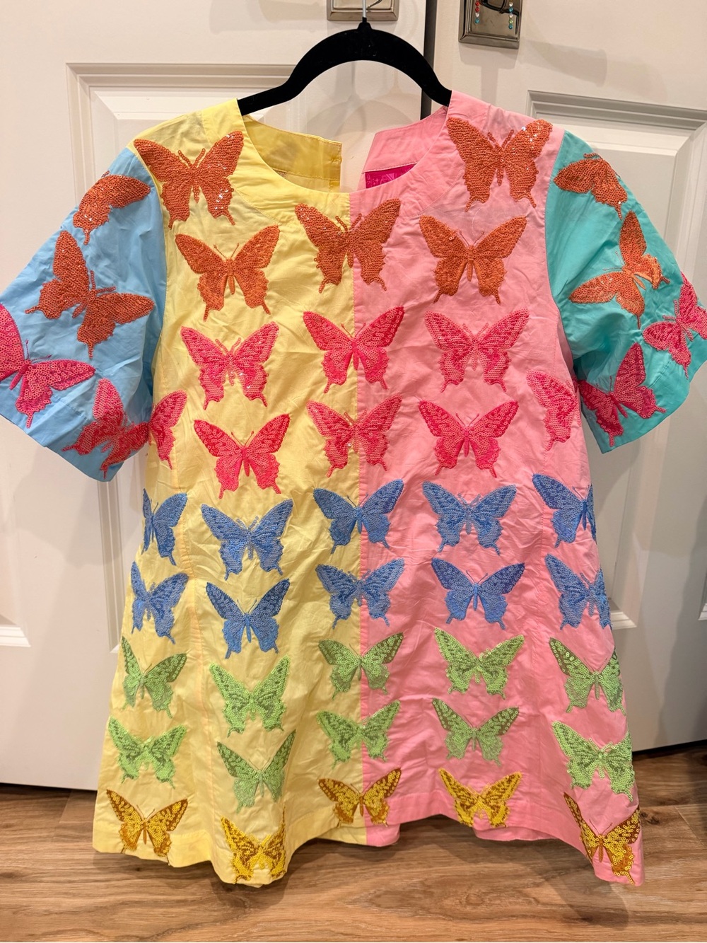 Queen of Sparkles Multicolor Butterfly Embroidered Short Mini Dress